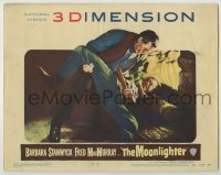 3c546 MOONLIGHTER 3D LC #8 '53 cool close up 3-D image of Ward Bond forcing man in fireplace!