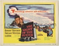 3c309 NIGHT OF THE HUNTER TC '55 Robert Mitchum, Shelley Winters, Charles Laughton classic noir!