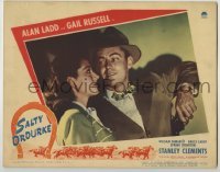 3c629 SALTY O'ROURKE LC #1 '45 great close up of Alan Ladd holding gun & smiling at Gail Russell!
