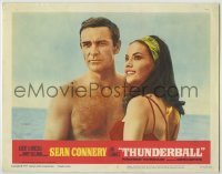 3c695 THUNDERBALL LC #2 '65 c/u of barechested Sean Connery as James Bond & sexy Claudine Auger!