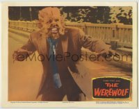 3c717 WEREWOLF LC '56 best close up of Steven Ritch as the wolf-man monster snarling on street!