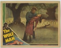 3c730 WOLF MAN LC '41 close up of werewolf Lon Chaney Jr. holding unconscious Evelyn Ankers!