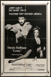3c153 LENNY style B 1sh '74 Dustin Hoffman as comedian Lenny Bruce w/microphone, Valerie Perrine!