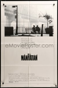 3c182 MANHATTAN style B 1sh '79 Woody Allen & Diane Keaton in New York City by bridge!
