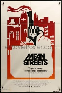 3c135 MEAN STREETS 1sh '73 Robert De Niro, Martin Scorsese, cool artwork of hand holding gun!