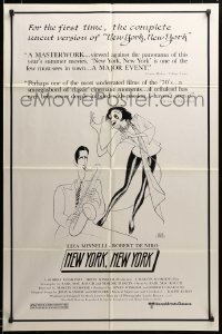3c138 NEW YORK NEW YORK 1sh R80s Al Hirschfeld art of Robert De Niro & Liza Minnelli!
