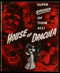 3c220 HOUSE OF DRACULA pressbook '45 wonderful images of all the best most classic monsters, rare!