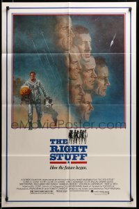 3c084 RIGHT STUFF 1sh '83 great Tom Jung montage art of the first NASA astronauts!
