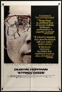 3c161 STRAW DOGS reviews style C 1sh '72 Sam Peckinpah, c/u of Dustin Hoffman with broken glasses!
