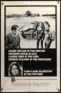 3c046 TWO-LANE BLACKTOP 1sh '71 James Taylor is the driver, Warren Oates is GTO, Laurie Bird