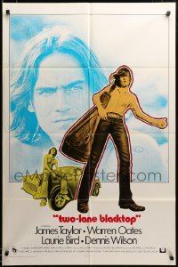 3c047 TWO-LANE BLACKTOP int'l 1sh '71 James Taylor is the driver, Warren Oates is GTO, Laurie Bird!