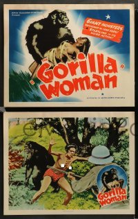 3c246 GORILLA WOMAN 8 LCs '40s great images of topless native women & gorilla, rare complete set!