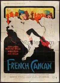 3d007 FRENCH CANCAN French 4p '55 Jean Renoir, best art of Moulin Rouge showgirls by Rene Gruau!