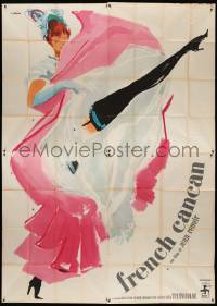 3d136 FRENCH CANCAN Italian 4p '55 Jean Renoir, best Brini art of Moulin Rouge dancer, ultra rare!