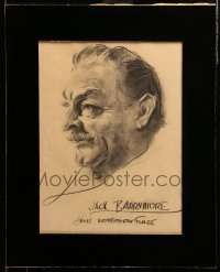 3d001 JAMES MONTGOMERY FLAGG 16x20 original charcoal drawing '30s of John Barrymore from Lamb's Club