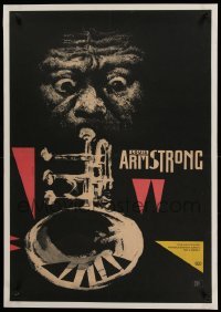 3d078 SATCHMO THE GREAT Polish 23x34 '59 Starowieyski art of Louis Armstrong & trumpet, very rare!