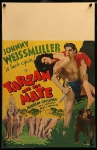 3d032 TARZAN & HIS MATE WC '34 Weissmuller carrying sexy Maureen O'Sullivan by Cheeta & elephants!
