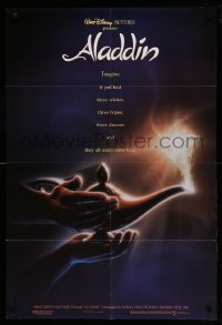 3f022 ALADDIN DS 1sh '92 classic Disney Arabian fantasy cartoon, John Alvin art of magic lamp!