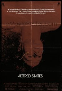 3f030 ALTERED STATES foil 25x40 1sh '80 William Hurt, Paddy Chayefsky, Ken Russell, sci-fi!