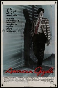 3f033 AMERICAN GIGOLO 1sh '80 male prostitute Richard Gere is being framed for murder!