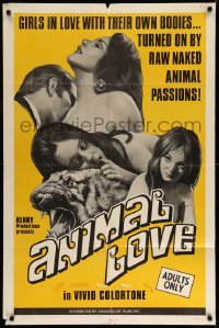 3f039 ANIMAL LOVE 1sh '69 girls in love with their own bodies, naked animal passions, Kenny!