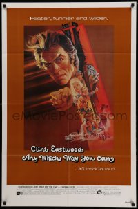 3f042 ANY WHICH WAY YOU CAN 1sh '80 cool artwork of Clint Eastwood & Clyde by Bob Peak!