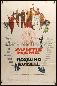 3f048 AUNTIE MAME 1sh '58 classic Rosalind Russell family comedy from play & novel!