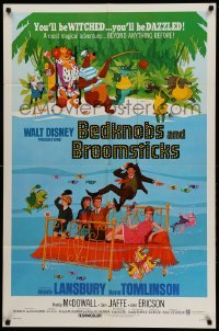 3f066 BEDKNOBS & BROOMSTICKS 1sh '71 Walt Disney, Angela Lansbury, great cartoon art!