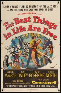 3f072 BEST THINGS IN LIFE ARE FREE 1sh '56 Michael Curtiz, Gordon MacRae, art of gun & trumpet!