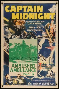 3f143 CAPTAIN MIDNIGHT chapter 5 1sh '42 art of Dave O'Brien, serial, Ambushed Ambulance!