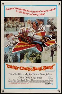 3f164 CHITTY CHITTY BANG BANG style B 1sh '69 Dick Van Dyke, Sally Ann Howes, artwork of flying car