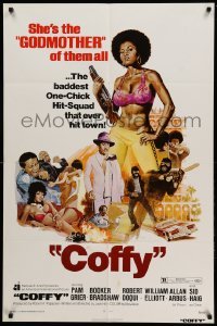 3f174 COFFY 1sh '73 sexy art of baddest chick Pam Grier, Jack Hill blaxploitation classic!