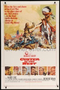 3f193 CUSTER OF THE WEST style A 1sh '68 Shaw, Battle of Little Big Horn, Frank McCarthy!
