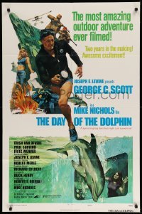 3f207 DAY OF THE DOLPHIN style D 1sh '73 George C. Scott, Mike Nichols, dolphin assassin!