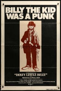 3f225 DIRTY LITTLE BILLY 1sh '72 cool art of Michael J. Pollard as Billy the Kid!