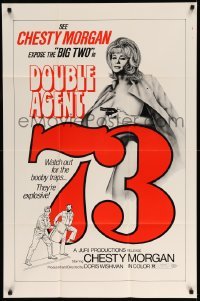 3f235 DOUBLE AGENT 73 1sh '74 Chesty Morgan is more woman than any man can handle!