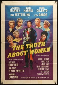 3f925 TRUTH ABOUT WOMEN English 1sh '58 Laurence Harvey, Julie Harris, English comedy!