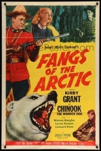 3f282 FANGS OF THE ARCTIC 1sh '53 cool image of Mountie Kirby Grant w/rifle, polar bear!