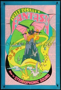 3f285 FANTASIA 1sh R70 Disney classic musical, great psychedelic fantasy artwork, Stereophonic!
