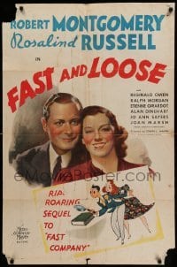 3f289 FAST & LOOSE style C 1sh '39 Robert Montgomery, Rosalind Russell
