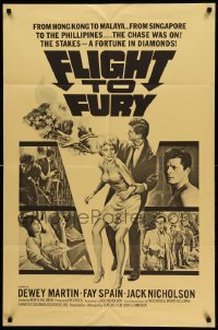 3f309 FLIGHT TO FURY 1sh '64 cool art of Dewey Martin, Fay Spain & Jack Nicholson!