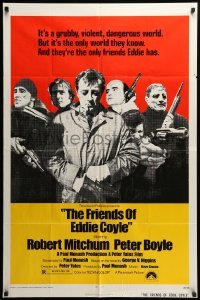 3f329 FRIENDS OF EDDIE COYLE 1sh '73 Robert Mitchum lives in a grubby, violent, dangerous world!