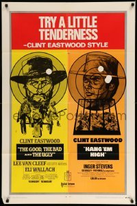 3f363 GOOD, THE BAD & THE UGLY/HANG 'EM HIGH 1sh '69 Clint Eastwood, try a little tenderness!