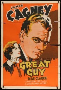3f368 GREAT GUY Central Show printing 1sh '36 artwork portrait of James Cagney + pretty Mae Clarke!