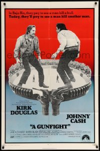 3f378 GUNFIGHT 1sh '71 people pay to see Kirk Douglas and Johnny Cash try to kill each other!