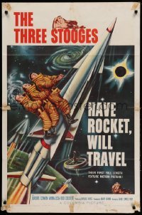 3f387 HAVE ROCKET WILL TRAVEL 1sh '59 wonderful sci-fi art of The Three Stooges in space!
