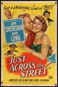 3f460 JUST ACROSS THE STREET 1sh '52 sexy Ann Sheridan did it for laughs & a little lovin!