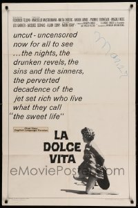 3f483 LA DOLCE VITA 1sh R66 Federico Fellini, Marcello Mastroianni, Ekberg, sexy Anouk Aimee!