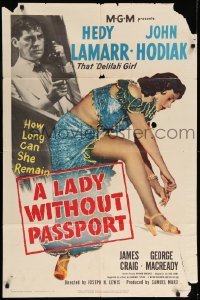 3f489 LADY WITHOUT PASSPORT 1sh '50 sexiest barely-clad Hedy Lamarr in harem girl costume!