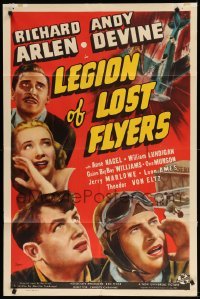3f509 LEGION OF LOST FLYERS 1sh '39 great image of pilot Richard Arlen & crashing airplane!